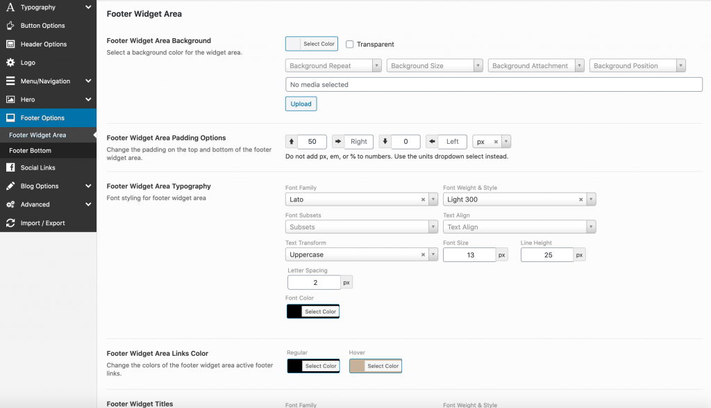 Footer Options